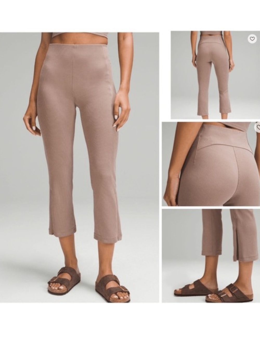 NWT Lululemon Ribbed Softstreme Zip-Leg High-Rise Cropped Pant 25" Taupetastic